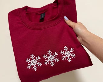 Snowflakes Holiday Sweatshirt Embroidered