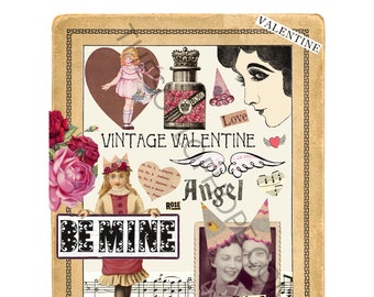 Vintage Valentine Digital Collage Sheet