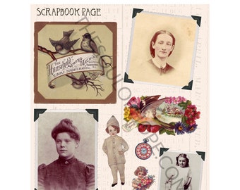 Vintage Scrapbook Page Antique Digital Collage Sheet