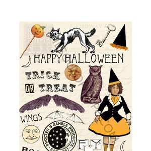 Trick or Treat Halloween Vintage Digital Collage Sheet