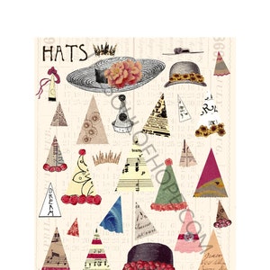Vintage Hats Digital Collage Sheet