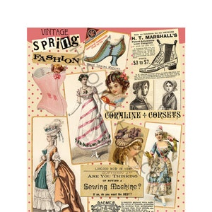 Vintage Spring Fashion Digital Collage Sheet