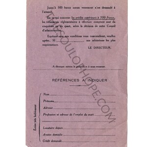 Antique / Vintage Purple French Document Digital Image