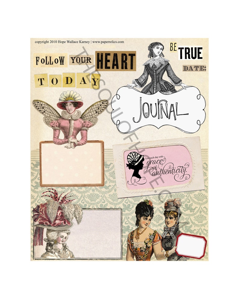 Vintage Art Journal II Digital Collage Sheet image 1