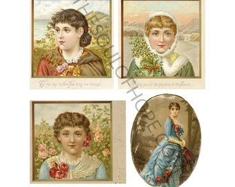 Victorian Scrap Seasonal Ladies Digital Image