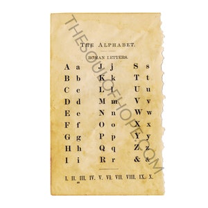 Antique Alphabet Alpha Letters Primer Page Digital Image