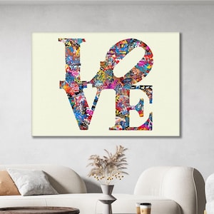 Graffiti Love Canvas Wall Decor, Abstract Love Text, Street Art Canvas, Colorful Love Text Poster, Gift For GirlFriend, Canvas Wall Art,