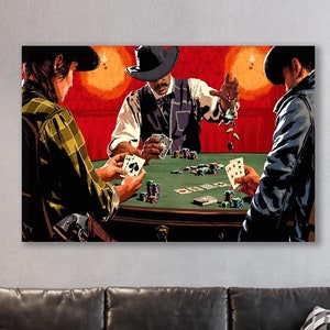 Poker Canvas Art, Casino Wall Art, Texas Holdem Painting, Poker Wall Decor, Ace King Poster, Poker Gifts, Ready to Hang, Canvas Wall Art,