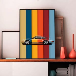 Tela Porsche 911, Decorazione soggiorno, Poster Porsche 911, Stampa Porsche, Arte murale Porsche, Pronta da appendere, Arte murale su tela,