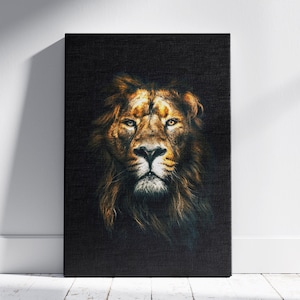 Lion Canvas Painting, Noble Lion Wall Art, King Lion Canvas Poster, Animal Wall Art, Framed Canvas, Ready to Hang, Canvas Wall Art,