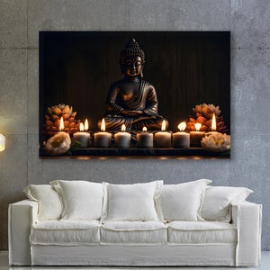 Buddha Canvas, Buddha Poster Print, Buddha Wall Art, Buddha Meditation Canvas Painting, Ready to Hang, Canvas Wall Art,