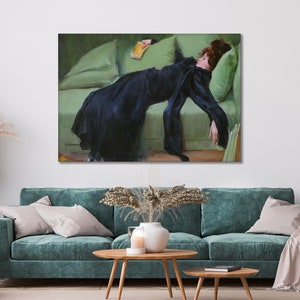 Decadent Young Woman Canvas, After the Dance Poster, Woman Portrait, Canvas Wall Art, Emerald Green Art, After the Dance 1899, Ready To Hang