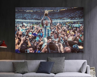 Messi Poster, Lionel Messi Leinwand Malerei, WM 2022 Poster, Argentinien Fußball Malerei, Leo Messi Wandkunst, Leinwand Wandkunst,