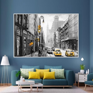 New York City Wall Art, New York City Poster, Framed Calming Canvas Poster Print,Room Decor Gifts, Ready to Hang, Canvas Wall Art,