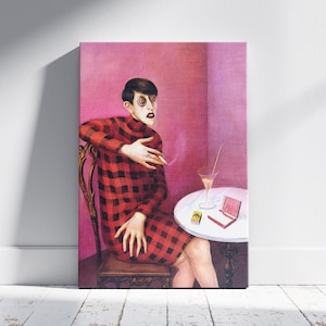 Otto Dix- George Grosz Canvas, Portrait of Journalist Sylvia Von Harden Poster, Interesting Wall Decor, Canvas Wall Art, Ready to Hang.