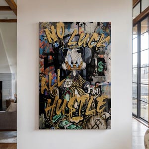 Lienzo de Scrooge McDuck, Sin suerte - Todo ajetreo, póster de arte pop de dibujos animados de cómic, arte de dibujos animados de cómic, Sin suerte, arte pop, póster de pato.