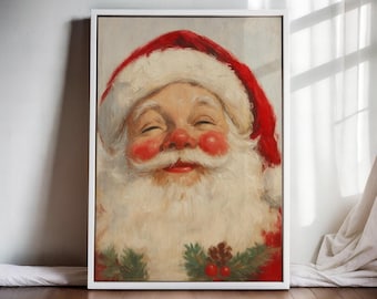 Weihnachtsmann Druck Auf Leinwand, Weihnachtsmann Poster, Weihnachtswandkunst, Weihnachten Öldruck, Weihnachtsmann Poster, Rote Weihnachtsdekoration, Weihnachtsmann Leinwand.
