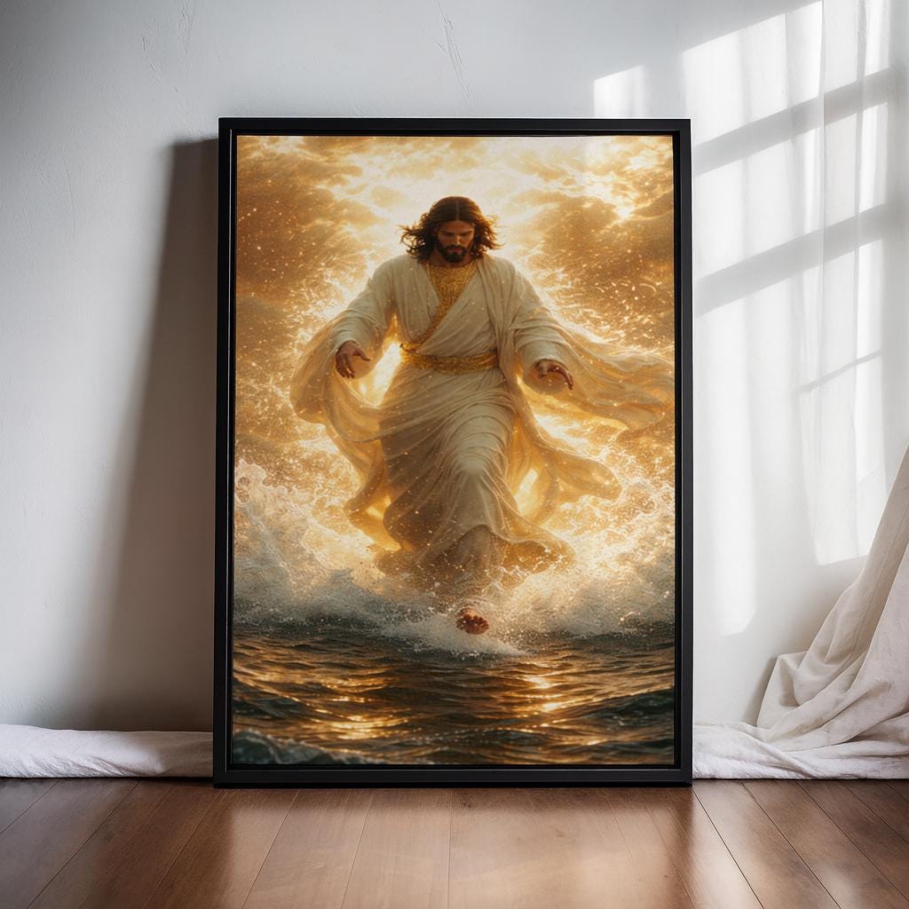 Jesus Walking on Water Canvas Print, Christian Wall Art, Spiritual ...