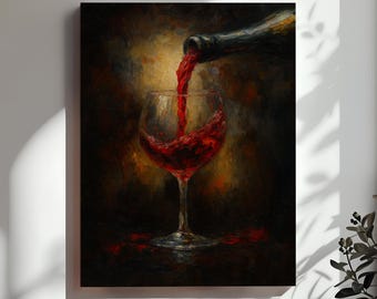 Red Wine Pour Poster – Elegant Wine Glass Wall Art, Poster For Kitchen or Dining Room Wall Art – Modern Wine Lovers Art, Gift For Wine Lover