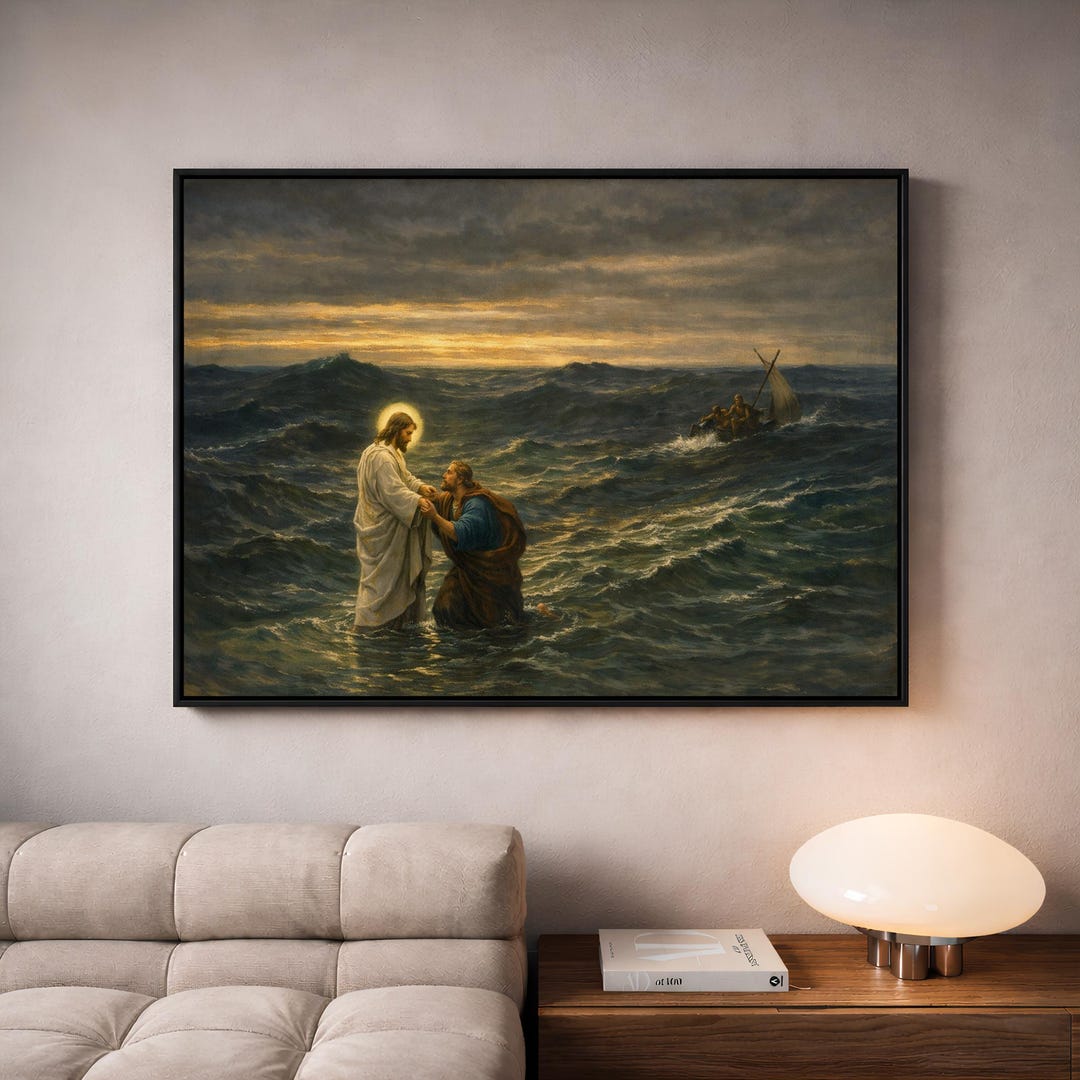 Jesus and Peter on the Water by Gustave Brion Canvas Art, Jesus Wall ...