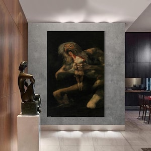 Saturn Devouring His Son by Francisco Goya Poster, Greek Mythology Canvas, Francisco Goya Canvas,  Saturn Devouring His Son, Canvas Wall Art