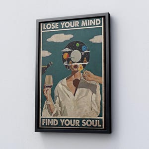 Perdi la testa, trova la tua anima, tela vintage, poster vintage musicale, regalo per ragazza, regalo di inaugurazione della casa, poster vintage, arte murale su tela,