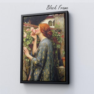 Póster El espíritu de la rosa de John William Waterhouse, arte de pared en lienzo, arte de John William, obra de arte de John William, decoración de sala de estar.