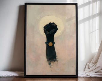 Power Fist Canvas, Black Hand Wall Art, Black Lives Wall Decor, Symbolic Poster Vertical Artwork, Ready to Hang, Black Lives Matter Canvas