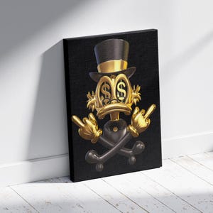 Duck Fashion Canvas, Office Decor, Money Wall Art, Duck and Dollar Canvas, Luxury Poster, Duck Money Canvas, Ready to Hang, Canvas Wall Art,