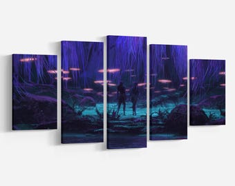 Avatar Tree of Life 5 Pieces Canvas, 5 Pieces Avatar Canvas, Avatar Movie Poster, James Cameron Art, Movie Canvas, Avatar Tree of Life Art.