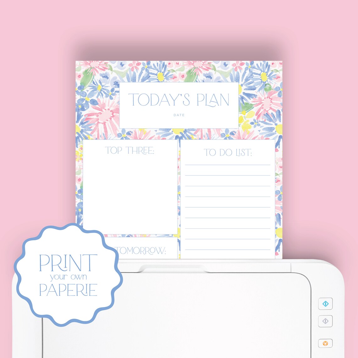 Watercolor Pastel Floral Daily Planner Printable, Printable Daily ...
