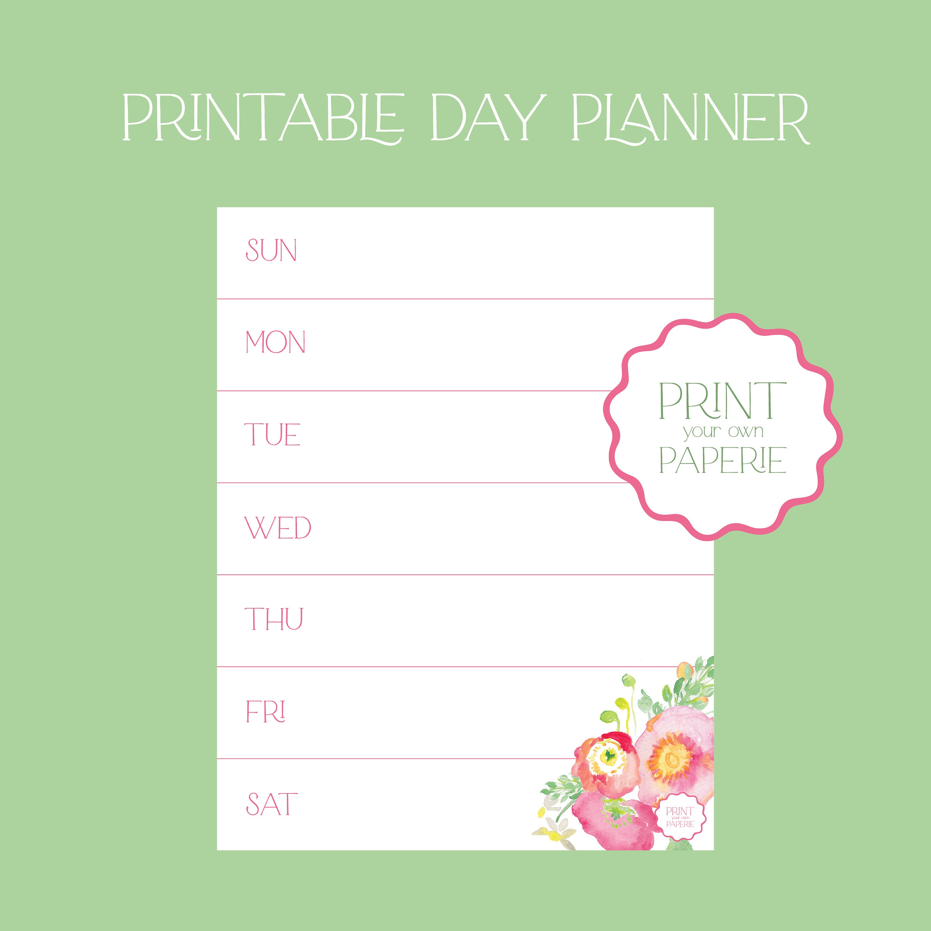 Watercolor Floral Weekly List Printable, Printable Week Planner, to Do ...