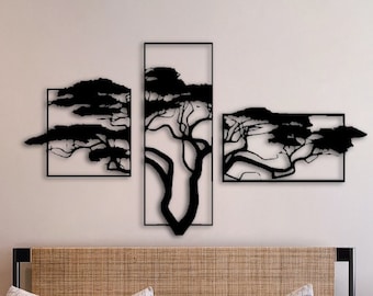 3-Panel Tree of Life Metal Wall Art, Modern Home Decor