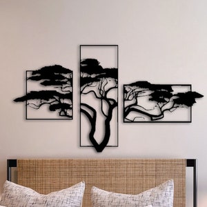 Tree of Life Metal Wall Decor, Tree of Life Metal Wall Decor, Tree of Life Decor, Modern Home Decor, Tree of Life 3 Panels Metal Wall Decor