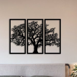 Tree of Life Metal Wall Decor, Tree of Life Metal Wall Decor, Tree of Life Decor, Modern Home Decor, Tree of Life 3 Panels Metal Wall Decor