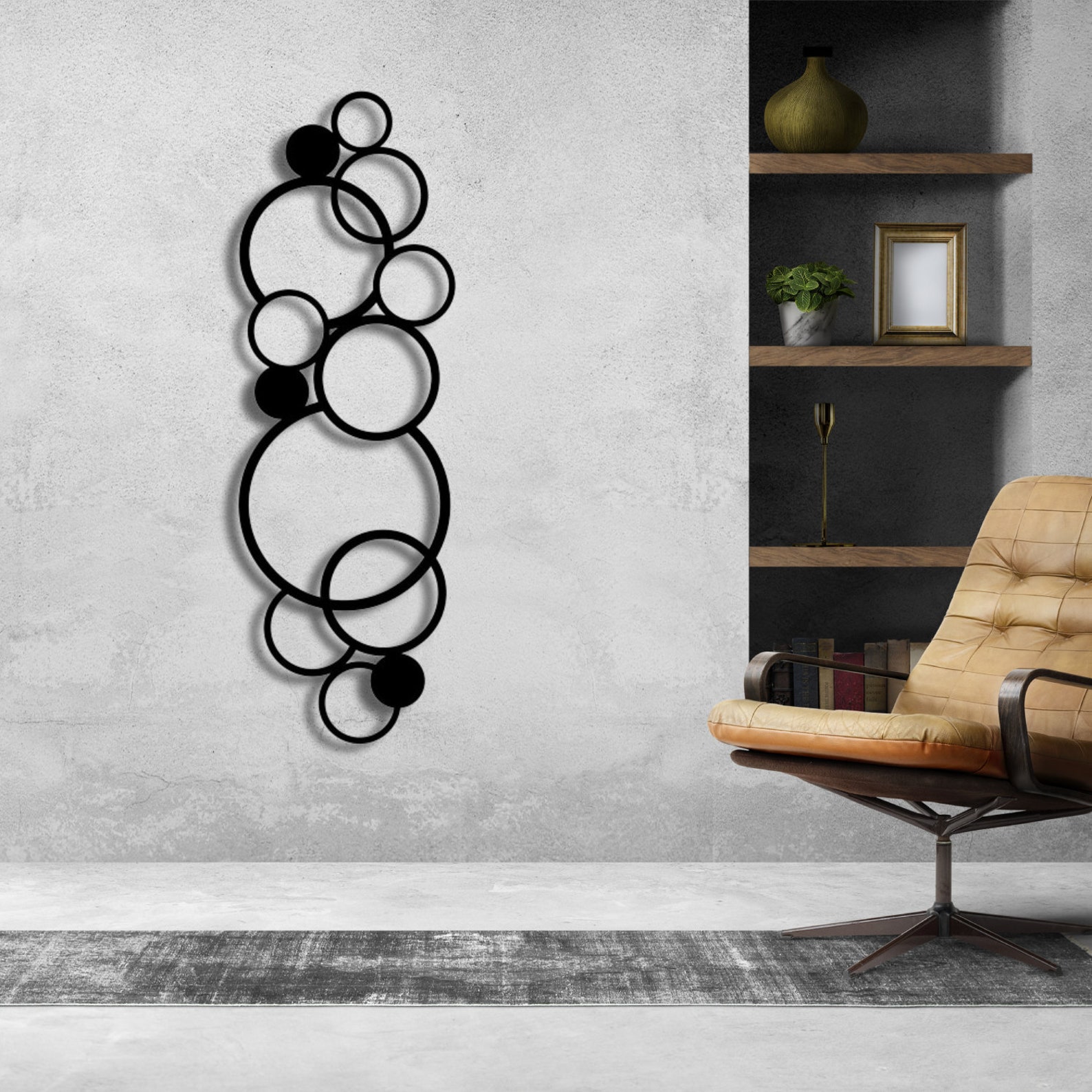 Circles Metal Wall Art, Modern Geometric Decor - Etsy