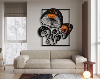 Cartello Vintage in Alluminio a Forma di Fungo - Decorazione
