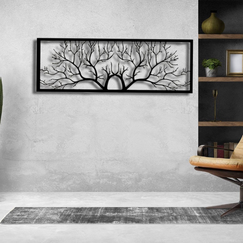 Black Metal Tree Wall Art, Branches Silhouette, Modern Wall Decor - Etsy