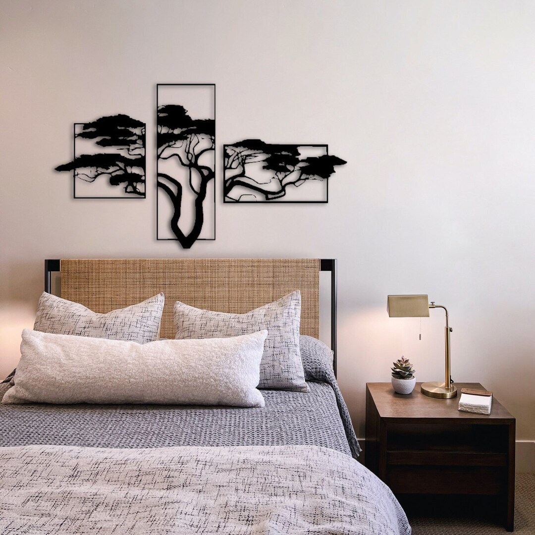 3-panel Tree of Life Metal Wall Art, Modern Home Decor - Etsy