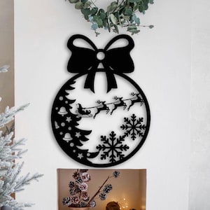 Merry Christmas Metal Wall Art, Santa Claus Wall Art, Festive Wall Decor, Holiday Seasonal Indoor Accent, Script Design, Christmas Gift