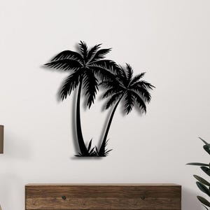 Tropical Palm Tree Metal Wall Art: Coastal Beach House Decor