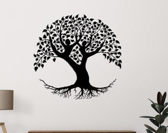 Muurkunst metalen levensboom: 3D-schaduwdecor
