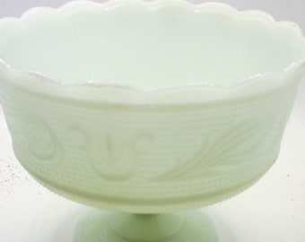 Vintage MCM E.O. Brody Cleveland White Milk Glass Compote Footed Planter Candy Dish Fruit Bowl