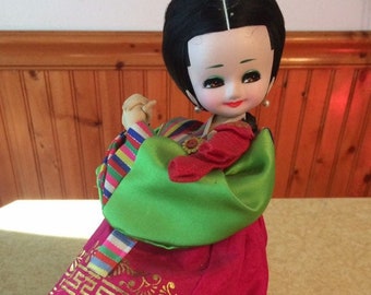 Vintage Big-Eye Bradley Style Asian Korean Doll Figurine