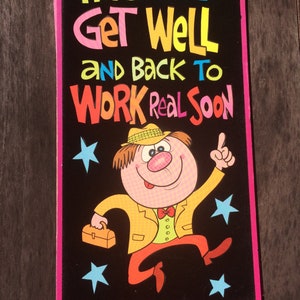 1970er Jahre übergroße Get Well Grußkarte mit Umschlag