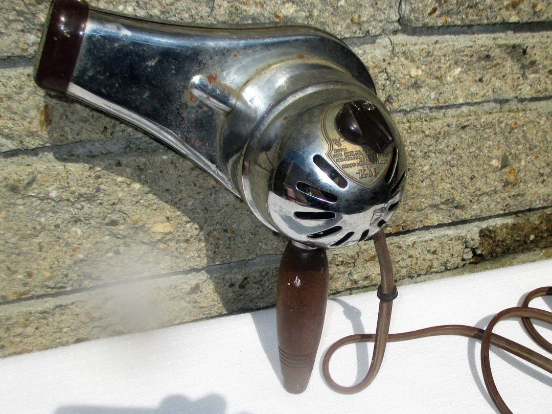 Vintage KM Chrome Handheld Wood Handle Electric Hair Dryer - Etsy