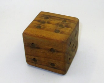Large Wooden Solid Wood Dice Vintage Game Piece
