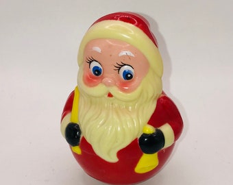 Vintage Roly Poly Weighted Santa Musical Baby Toy