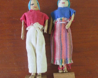 Vintage Folkloric Central American Mexican Indigenous Souvenir Dolls