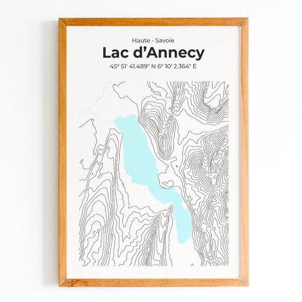 Affiche Topographique du Lac d'Annecy | Affiche Moderne & Minimaliste du Lac d'Annecy
